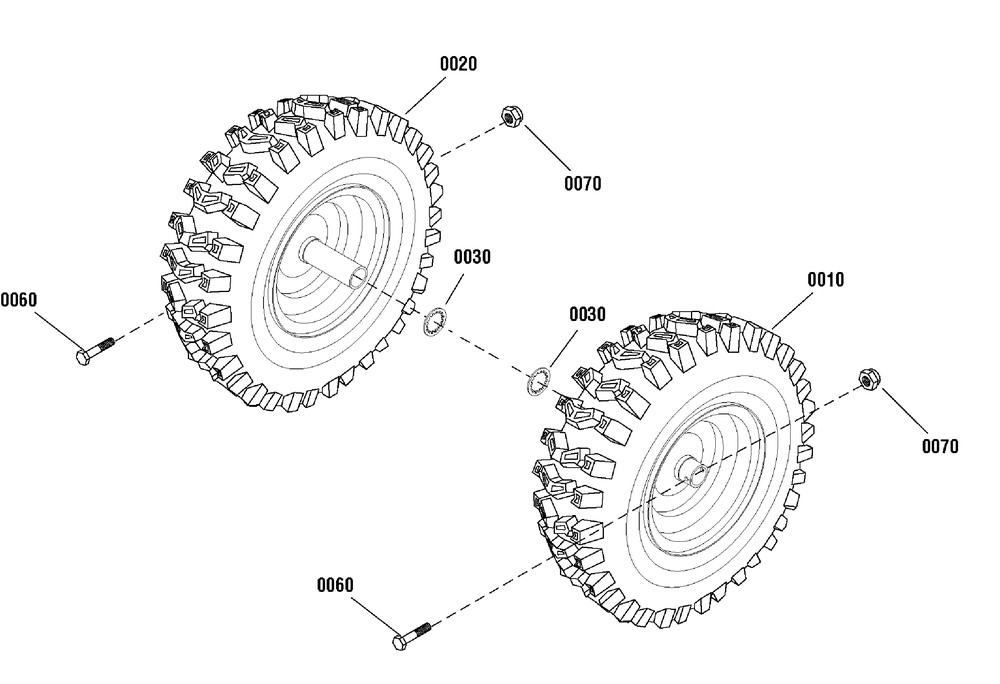 Wheels And Tires Group Diagram and Parts List for 1696288-00-18-2829-33  Briggs and Stratton Snow Blower